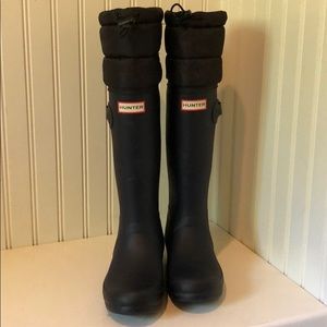 Hunter tall boots with quilted top dark blue